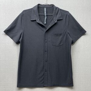 Vuori Mens Medium Short Sleeve Button Front Performance Shirt Gray Casual